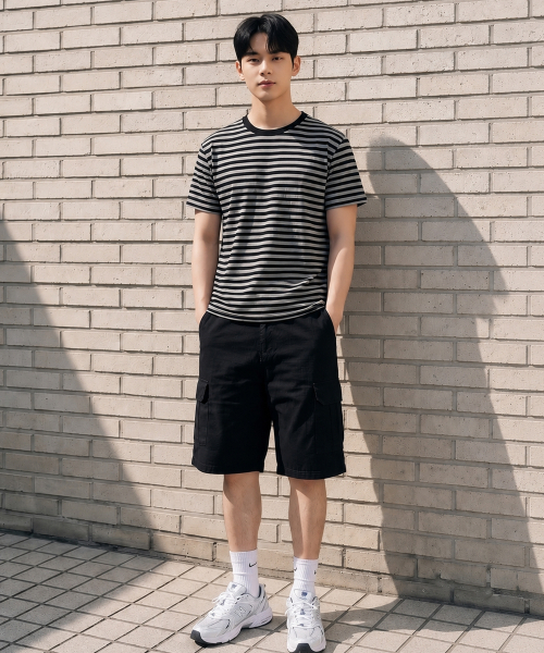VANNWORKS（バンワークス）の「ストライプクロップ半袖Tシャツ (VS0302) ブラック（Tシャツ/カットソー・メンズ・その他・MEDIUM/LARGE/X-LARGE）」の4枚目の写真