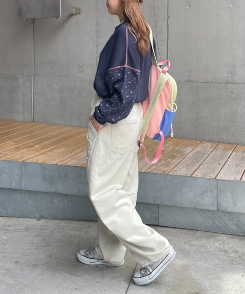 HELLO.SANFRANCISCO（ハローサンフランシスコ）の「【HELLO.SANFRANCISCO】フラワーコード刺繍ボリュームデニム（デニムパンツ・レディース・ベージュ/ブルー・SMALL/MEDIUM）」の9枚目の写真