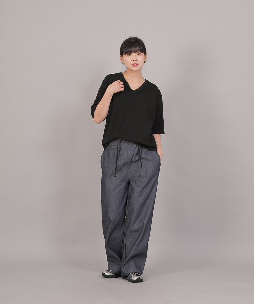 SAINTCREW(セントクルー)の「オーバーサイズ16sコットンVネック半袖TシャツRVM-8A11ブラック(Tシャツ/カットソー・レディース・その他・FREE)」の3枚目の写真