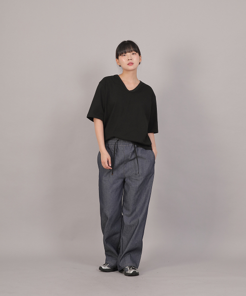SAINTCREW(セントクルー)の「オーバーサイズ16sコットンVネック半袖TシャツRVM-8A11ブラック(Tシャツ/カットソー・レディース・その他・FREE)」の4枚目の写真
