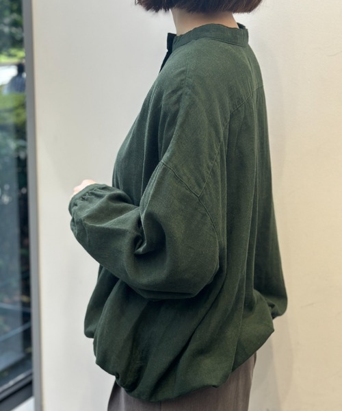 SELF+SERVICE(セルフサービス)の「オーガニック綿糸スタンドドロストブラウス(シャツ/ブラウス・レディース・グリーン系その他/チャコールグレー・XL/L/M)」の14枚目の写真