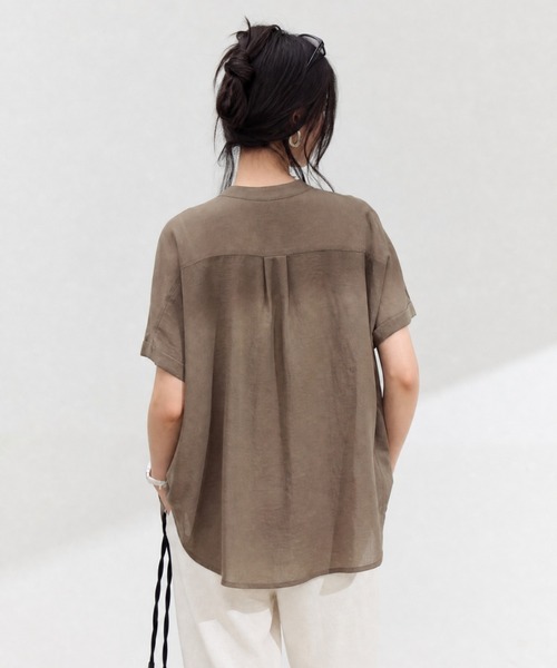JOCOSA(ジョコサ)の「リネン混 シアーシャツ(シャツ/ブラウス・レディース・ライトブルー/レモンイエロー/ブラウン/ホワイト・L/M)」の5枚目の写真