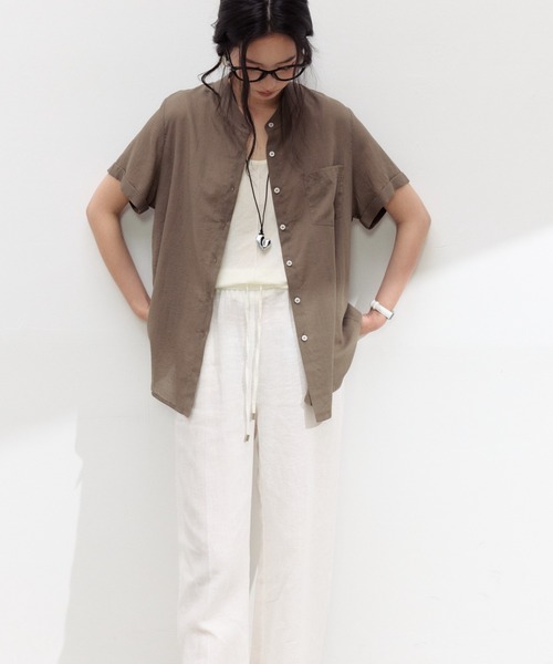 JOCOSA(ジョコサ)の「リネン混 シアーシャツ(シャツ/ブラウス・レディース・ライトブルー/レモンイエロー/ブラウン/ホワイト・L/M)」の9枚目の写真