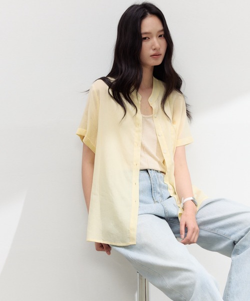 JOCOSA(ジョコサ)の「リネン混 シアーシャツ(シャツ/ブラウス・レディース・ライトブルー/レモンイエロー/ブラウン/ホワイト・L/M)」の14枚目の写真