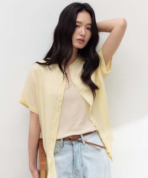 JOCOSA(ジョコサ)の「リネン混 シアーシャツ(シャツ/ブラウス・レディース・ライトブルー/レモンイエロー/ブラウン/ホワイト・L/M)」の15枚目の写真
