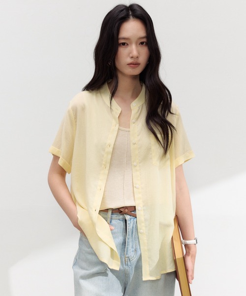 JOCOSA(ジョコサ)の「リネン混 シアーシャツ(シャツ/ブラウス・レディース・ライトブルー/レモンイエロー/ブラウン/ホワイト・L/M)」の17枚目の写真