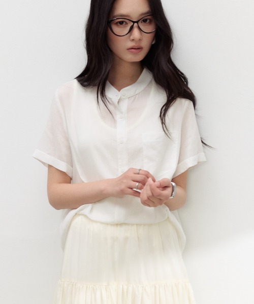 JOCOSA(ジョコサ)の「リネン混 シアーシャツ(シャツ/ブラウス・レディース・ライトブルー/レモンイエロー/ブラウン/ホワイト・L/M)」の22枚目の写真