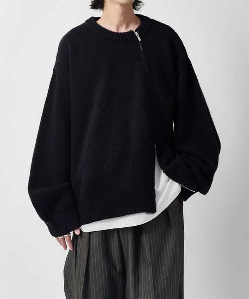 Lui's(ルイス)の「【Neucon】TWIST-ZIP DESIGN OVER KNIT / ツイストジップデザインオーバーニット(ニット/セーター・メンズ・グレー/ネイビー/ブラック・2/1)」の8枚目の写真
