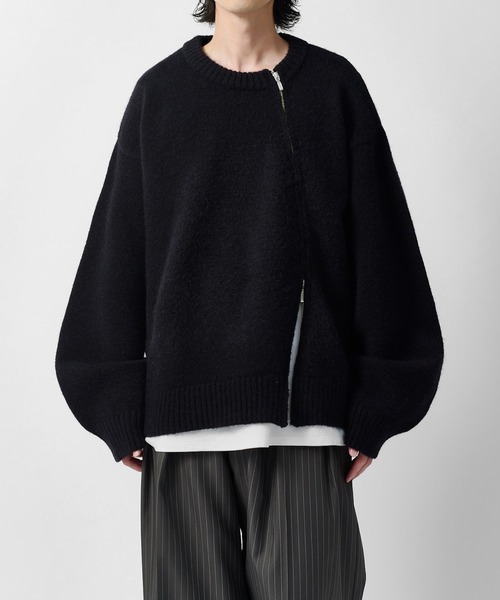 Lui's(ルイス)の「【Neucon】TWIST-ZIP DESIGN OVER KNIT / ツイストジップデザインオーバーニット(ニット/セーター・メンズ・グレー/ネイビー/ブラック・2/1)」の9枚目の写真