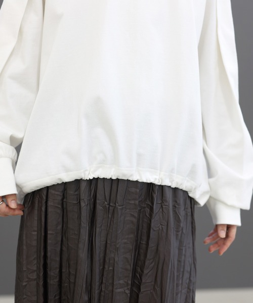 Aletta vita(アレッタビータ)の「バスクボートネック裾ドロストプルオーバー(Tシャツ/カットソー・レディース・ブラウン/オフホワイト/ブラック・M)」の22枚目の写真