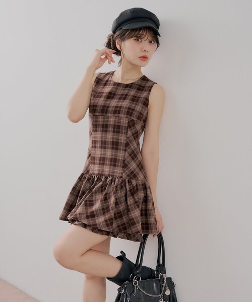 Chico(チコ)の「ノースリティアードミニワンピース(ワンピース・レディース・ブラウン系その他2/レッド系その他2・FREE)」の2枚目の写真