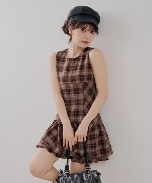 Chico(チコ)の「ノースリティアードミニワンピース(ワンピース・レディース・ブラウン系その他2/レッド系その他2・FREE)」の4枚目の写真