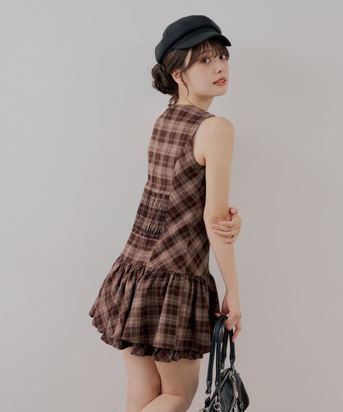 Chico(チコ)の「ノースリティアードミニワンピース(ワンピース・レディース・ブラウン系その他2/レッド系その他2・FREE)」の5枚目の写真