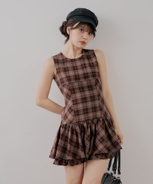 Chico(チコ)の「ノースリティアードミニワンピース(ワンピース・レディース・ブラウン系その他2/レッド系その他2・FREE)」の9枚目の写真