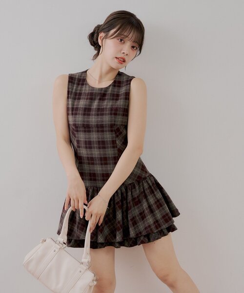 Chico(チコ)の「ノースリティアードミニワンピース(ワンピース・レディース・ブラウン系その他2/レッド系その他2・FREE)」の14枚目の写真