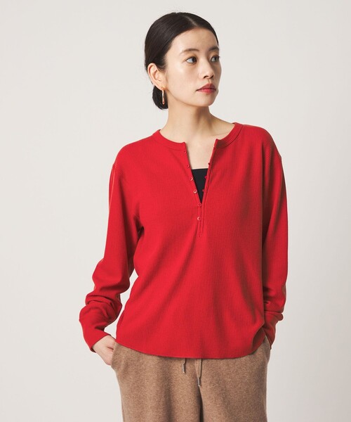 HANES(ヘインズ)の「【別注】<Hanes×CITEN>ワッフルヘンリートップ(Tシャツ/カットソー・レディース・ホワイト/レッド/ダークブラウン・FREE)」の3枚目の写真