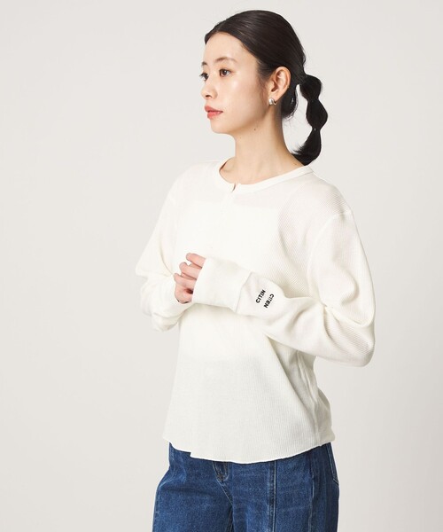 HANES(ヘインズ)の「【別注】<Hanes×CITEN>ワッフルヘンリートップ(Tシャツ/カットソー・レディース・ホワイト/レッド/ダークブラウン・FREE)」の6枚目の写真