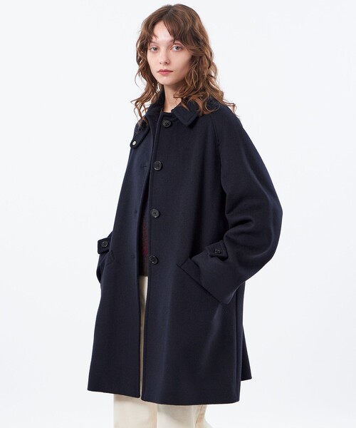 MACKINTOSH PHILOSOPHY（ﾏｯｷﾝﾄｯｼｭ ﾌｨﾛｿﾌｨｰ）の「【予約販売】【WELBURY(ウェルベリー)】ウールメルトン（ステンカラーコート・レディース・ダークネイビー/グレー系その他2/ブラウン系その他4/レッド系その他2・38/36）」の3枚目の写真