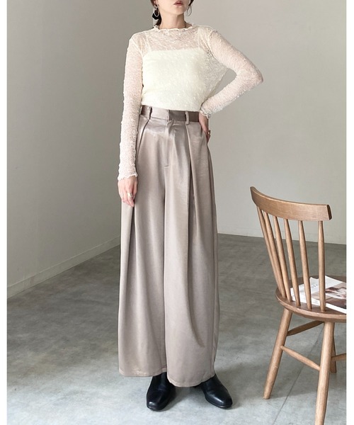 She's Closet(シーズクローゼット)の「長袖 プチハイネック 花柄 シアー レーストップス(Tシャツ/カットソー・レディース・レッド/ブラウン/ブラック/アイボリー・FREE)」の17枚目の写真