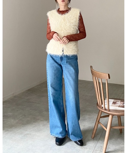 She's Closet(シーズクローゼット)の「長袖 プチハイネック 花柄 シアー レーストップス(Tシャツ/カットソー・レディース・レッド/ブラウン/ブラック/アイボリー・FREE)」の7枚目の写真