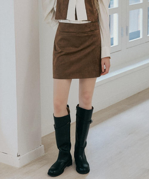LEFTSEOUL（レフトソウル）の「フェイクスエード ミニスカート [ブラウン]（スカート・レディース・ブラウン・MEDIUM/SMALL）」の2枚目の写真