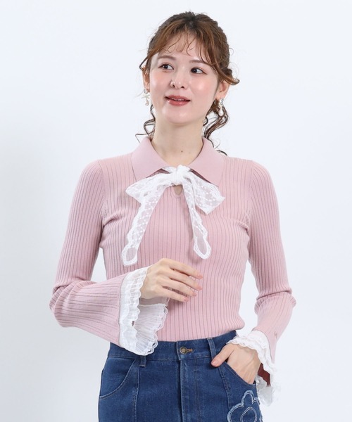 MARY QUANT(マリークワント)の「レースフレアスリーブ プルオーバー(Tシャツ/カットソー・レディース・ピンク/グレー/ブラック・M)」の3枚目の写真