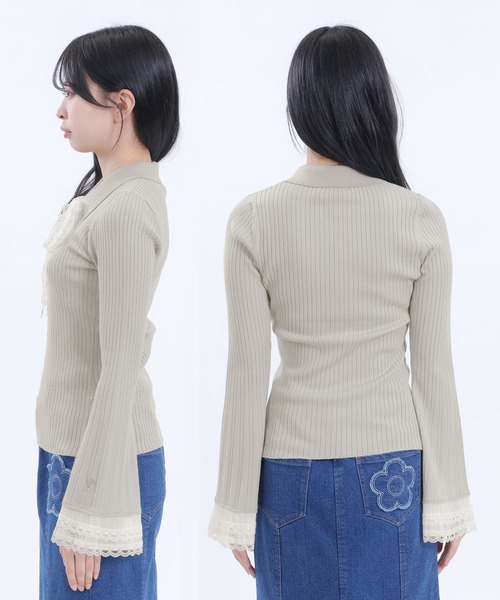 MARY QUANT(マリークワント)の「レースフレアスリーブ プルオーバー(Tシャツ/カットソー・レディース・ピンク/グレー/ブラック・M)」の4枚目の写真