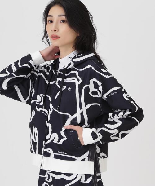 PEARLY GATES(パーリーゲイツ)の「【PEARLY GATES】Wハニカムストレッチフルジップフーディ <変形ウサギ柄> (WOMENS)(スウェット・レディース・ダークインディゴブルー・MEDIUM)」の2枚目の写真