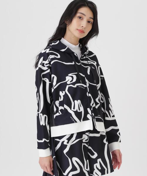 PEARLY GATES(パーリーゲイツ)の「【PEARLY GATES】Wハニカムストレッチフルジップフーディ <変形ウサギ柄> (WOMENS)(スウェット・レディース・ダークインディゴブルー・MEDIUM)」の3枚目の写真