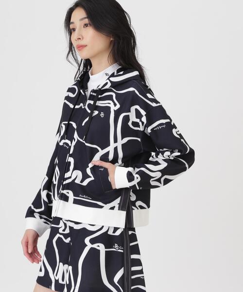 PEARLY GATES(パーリーゲイツ)の「【PEARLY GATES】Wハニカムストレッチフルジップフーディ <変形ウサギ柄> (WOMENS)(スウェット・レディース・ダークインディゴブルー・MEDIUM)」の4枚目の写真