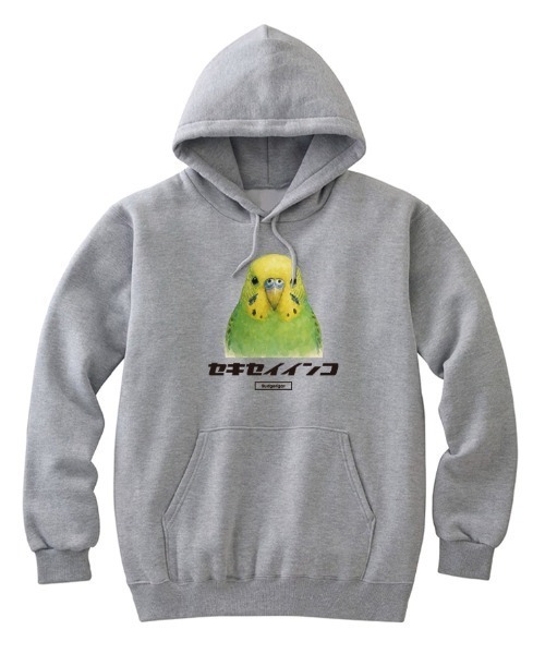 Moftique（モフティック）の「Moftique（モフティック） プルパーカー スウェット 裏毛 セキセイインコ 鳥 ペット アニマル プリント トップス メンズ ユニセックス（パーカー・メンズ・ホワイト/ブラック/ヘザーグレー・M/XL/L）」の3枚目の写真