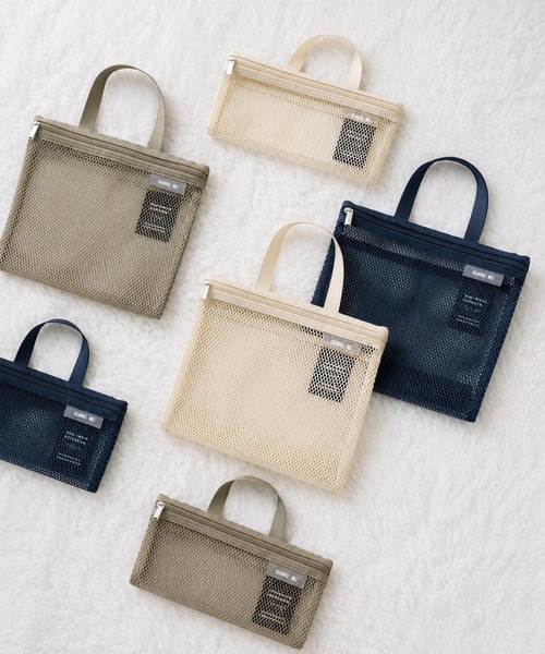 VIBGYOR(ヴィブジョー)の「LESRIRE/メッシュ化粧雑貨収納バッグ L9141(トートバッグ・レディース・ネイビー/グリーン/ベージュ・FREE)」の5枚目の写真