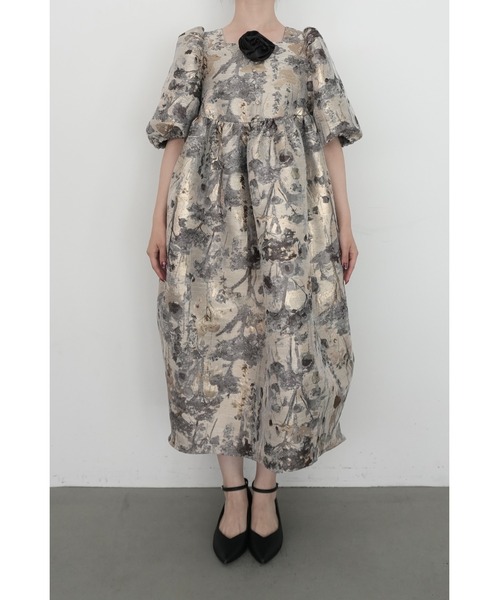et.UNiVER(エトユニベール)の「1151 Botanical jacquard dress(ドレス・レディース・グレー/ブラウン/ブルー・M-Long/MEDIUM/M-Short)」の15枚目の写真