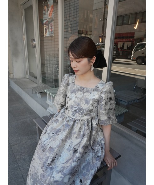 et.UNiVER(エトユニベール)の「1151 Botanical jacquard dress(ドレス・レディース・グレー/ブラウン/ブルー・M-Long/MEDIUM/M-Short)」の8枚目の写真