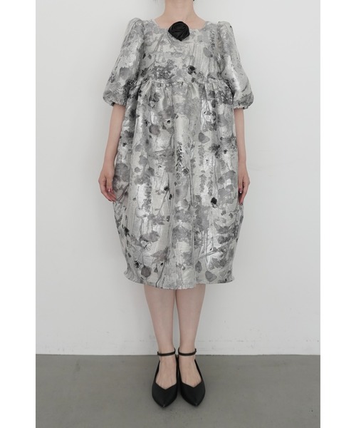 et.UNiVER(エトユニベール)の「1151 Botanical jacquard dress(ドレス・レディース・グレー/ブラウン/ブルー・M-Long/MEDIUM/M-Short)」の9枚目の写真