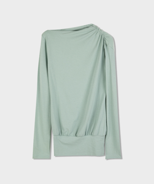 DIMANCHE(ディマンシュ)の「Shoulder Shirring Top (mint)(Tシャツ/カットソー・レディース・その他・FREE)」の2枚目の写真