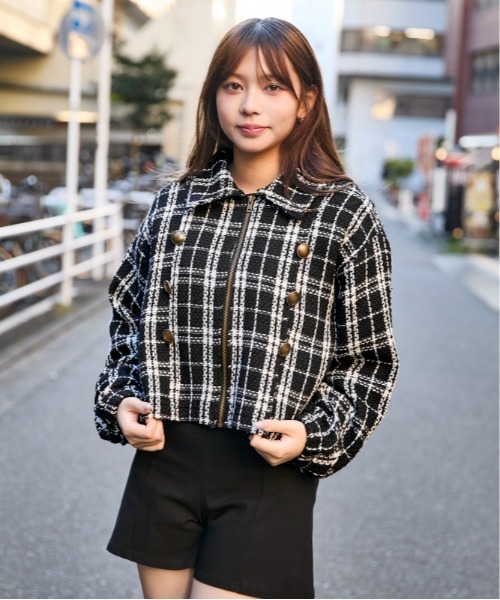 GORGE(ゴージ)の「ファー襟 ツイードジップジャケット|全2色(ブルゾン・レディース・ブラック/アイボリー・F)」の11枚目の写真