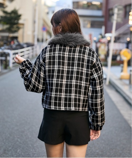 GORGE(ゴージ)の「ファー襟 ツイードジップジャケット|全2色(ブルゾン・レディース・ブラック/アイボリー・F)」の12枚目の写真