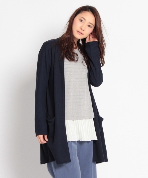 SHOO・LA・RUE(シューラルー)の「ノーボタンサカリバロングカーディガン(カーディガン/ボレロ・レディース・ホワイト/グレー系1/ブルー/グレー・04/02/03)」の5枚目の写真
