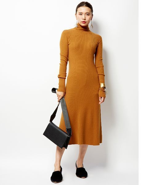 Lagunamoon ラグナムーン の リブタートルネックフレアーワンピース ワンピース Wear