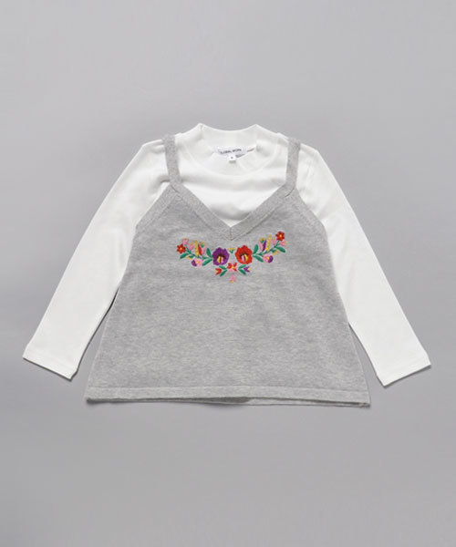 GLOBAL WORK（グローバルワーク）の「【キッズ】シシュウニットキャミレイヤープルオーバー/738609（Tシャツ/カットソー・キッズ・グレー/その他1/ブラック・MEDIUM/SMALL/LARGE/XX-LARGE/X-LARGE）」の3枚目の写真