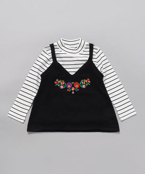 GLOBAL WORK（グローバルワーク）の「【キッズ】シシュウニットキャミレイヤープルオーバー/738609（Tシャツ/カットソー・キッズ・グレー/その他1/ブラック・MEDIUM/SMALL/LARGE/XX-LARGE/X-LARGE）」の2枚目の写真