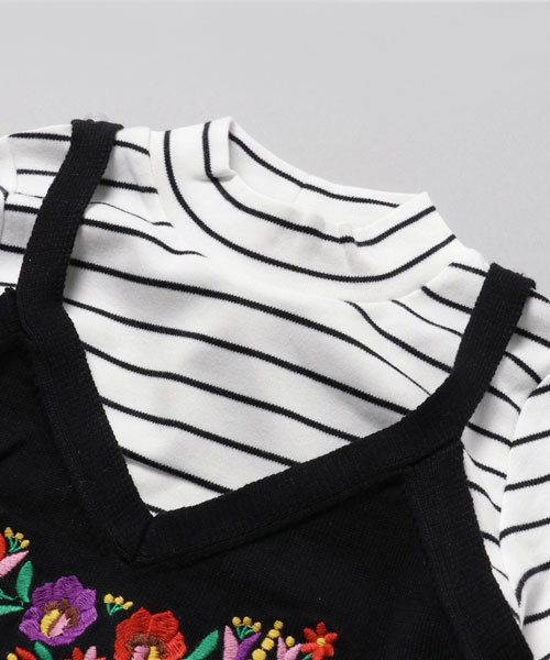 GLOBAL WORK（グローバルワーク）の「【キッズ】シシュウニットキャミレイヤープルオーバー/738609（Tシャツ/カットソー・キッズ・グレー/その他1/ブラック・MEDIUM/SMALL/LARGE/XX-LARGE/X-LARGE）」の5枚目の写真