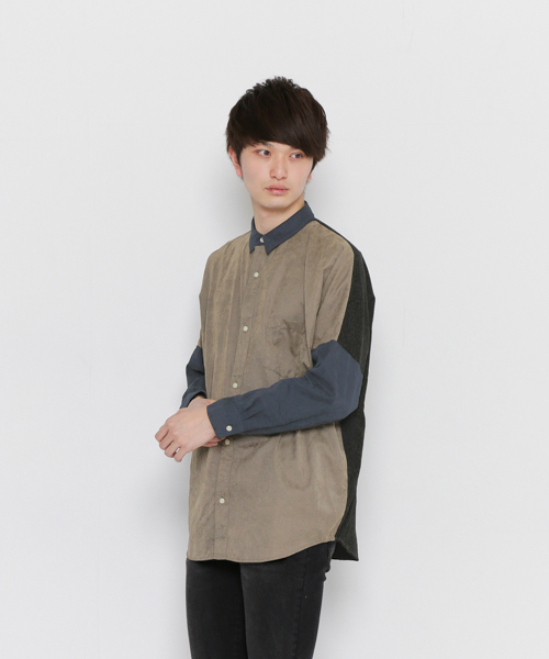 SENSE OF PLACE by URBAN RESEARCH(センスオブプレイスバイアーバンリサーチ)の「カラーブロックドルマンスリーブシャツ(シャツ/ブラウス・メンズ・ベージュ/グレー・MEDIUM/LARGE)」の2枚目の写真