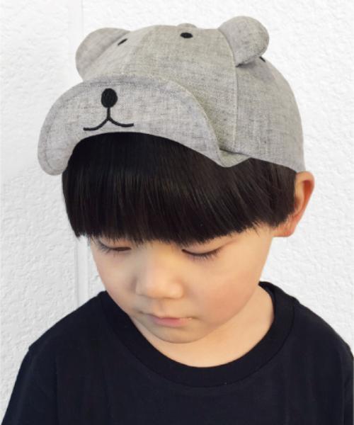 GRIN BUDDY（グリンバディ）の「【GRIN BUDDY(グリンバディ）】Bear Cap/クマ柄キャップ/キッズ（キャップ・キッズ・ベージュ/ネイビー/グレー/ライトベージュ・52㎝/54㎝/52cm/54cm）」の2枚目の写真