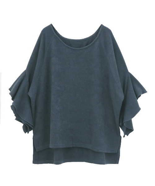 Luz Llena(ラズレナ)の「変形フレアスリーブ・ニットソートップス(ニット/セーター・レディース・ネイビー/マスタード/ピンク・MEDIUM)」の2枚目の写真