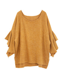 変形フレアスリーブ・ニットソートップス