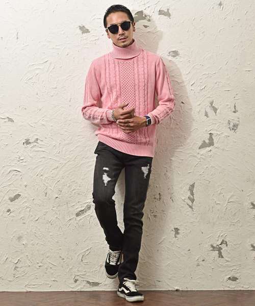 硫化染めタートルネックニット メンズ トップス ニット サーフ（ニット