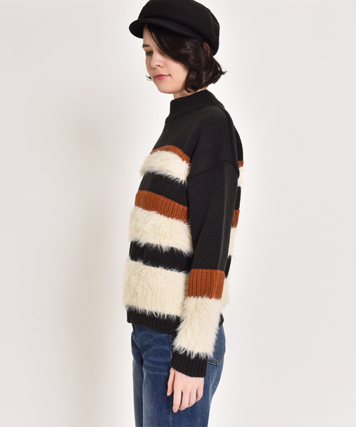 LIPSTAR（リップスター）の「フェザーヤーンボーダーニット（ニット/セーター・レディース・ブラック系その他/グレー系その他・M）」の10枚目の写真