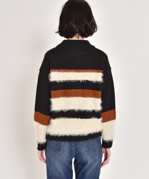 LIPSTAR（リップスター）の「フェザーヤーンボーダーニット（ニット/セーター・レディース・ブラック系その他/グレー系その他・M）」の11枚目の写真